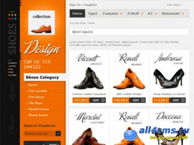 BT Collection - шаблон обувного магазина для Joomla