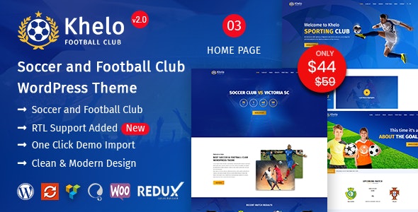 Khelo v2.0 - шаблон на тему футбола WordPress
